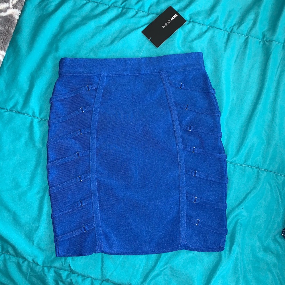 Blue Bandage Mini Skirt NWT